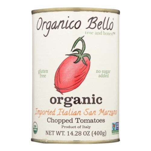 Organico Bello Tomatoes - Organic - Chopped - Case of 12 - 14.28 oz. Perspective: front