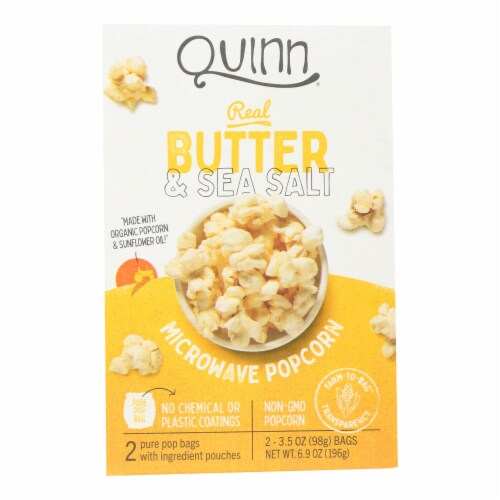 Quinn - Microwave Popcorn - Butter and Sea Salt - Case of 6 - 6.9 oz. Perspective: front