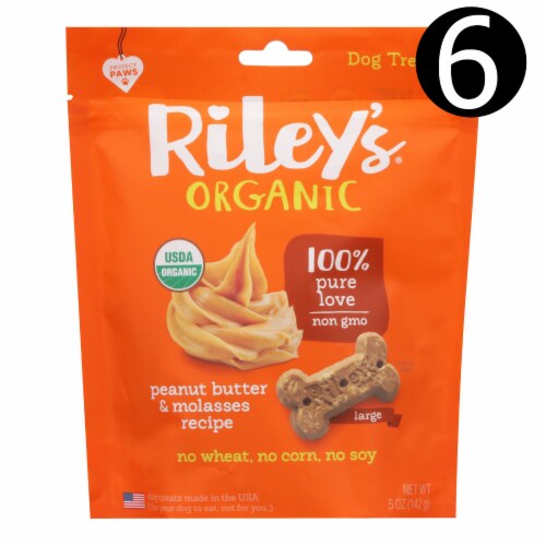 Dog Treats, Peanut Butter & Molasses Recipe, Large - Case of 6 - 5 oz. Perspective: front