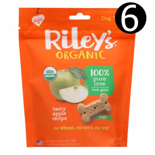 Riley's Organics Organic Dog Treats, Apple Recipe, Large - Case of 6 - 5 oz. Perspective: front