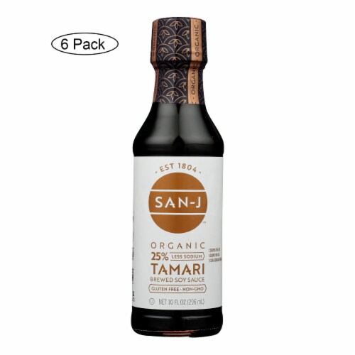 San - J Tamari Soy Sauce - Organic - Case of 6 - 10 Fl oz. Perspective: front