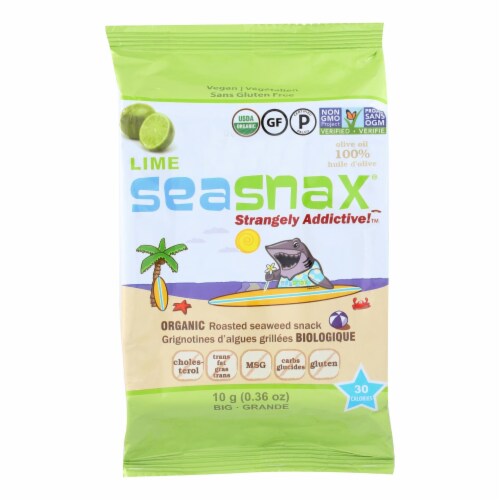 Seasnax Organic Seaweed - Lime - Case of 12 - .36 oz. Perspective: front