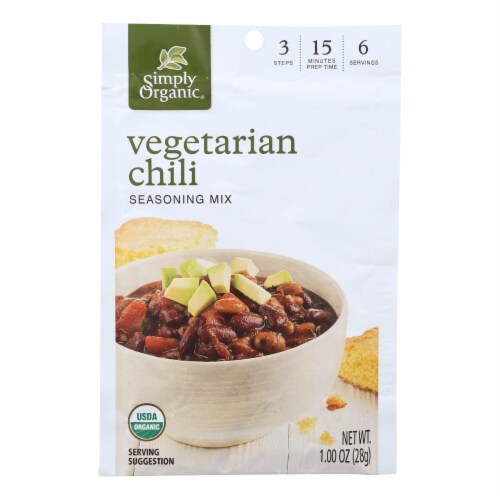 Simply Organic Seasoning Mix - Vegetarian Chili - Case of 12 - 1 oz. Perspective: front