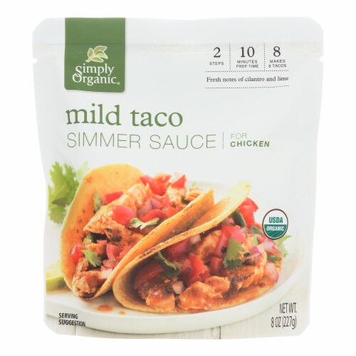 Simply Organic Simmer Sauce - Organic - Mild Taco - Case of 6 - 8 oz. Perspective: front