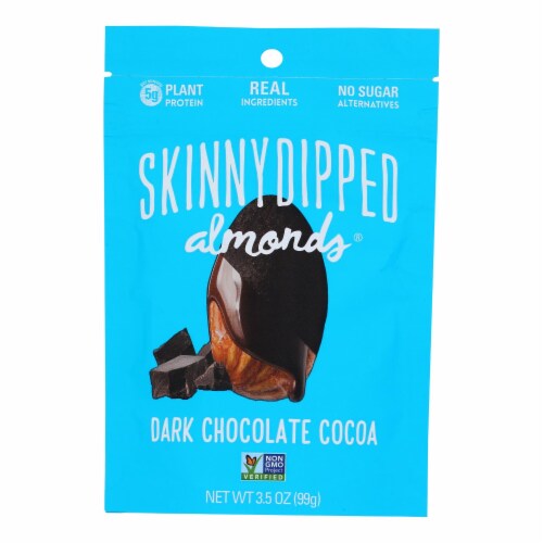 Skinny Dipped Almonds - Dark Chocolate Cocoa - Case of 10 - 3.5 oz. Perspective: front