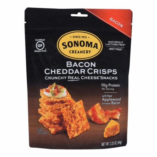 Sonoma Creamery Cheddar Crisps, Crunchy Real Cheese Snacks - Case of 12 - 2.25 oz. Perspective: front