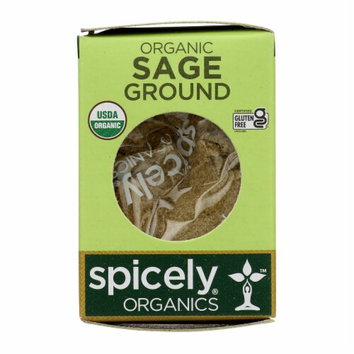 Spicely Organics - Organic Sage - Ground - Case of 6 - 0.3 oz. Perspective: front