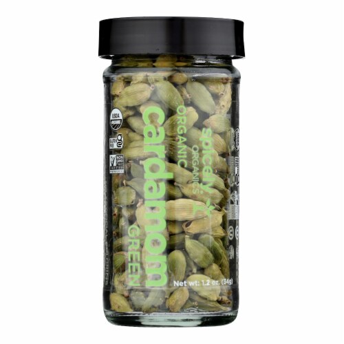 Spicely Organics - Organic Cardamom - Pods Green - Case of 3 - 1.2 oz. Perspective: front