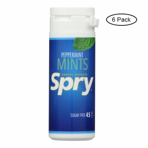 Spry Xylitol Mints - Peppermint - Case of 6 - 45 Count Perspective: front