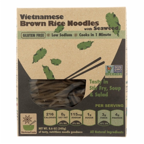 Star Anise Foods Noodles - Brown Rice - Vietnamese - with Seaweed - 8.6 oz - case of 6 Perspective: front