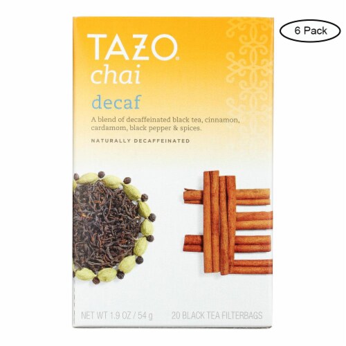 Tazo Tea Spiced Black Tea - Decaffeinated Tazo Chai - Case of 6 - 20 BAG Perspective: front