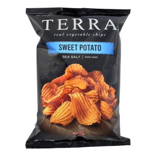 Terra Chips Sweet Potato Chips - Crinkled Sweet Potato with Sea Salt - Case of 12 - 6 oz. Perspective: front