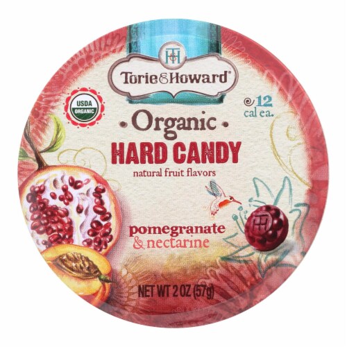 Torie and Howard Organic Hard Christmas Candy - Pomegranate and Nectarine - 2 oz - Case of 8 Perspective: front