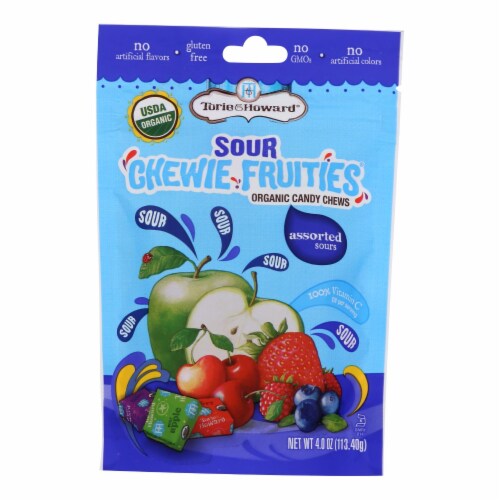 Chewy Fruities Organic Christmas Candy Chews - Sour Assorted - Case of 6 - 4 oz. Perspective: front