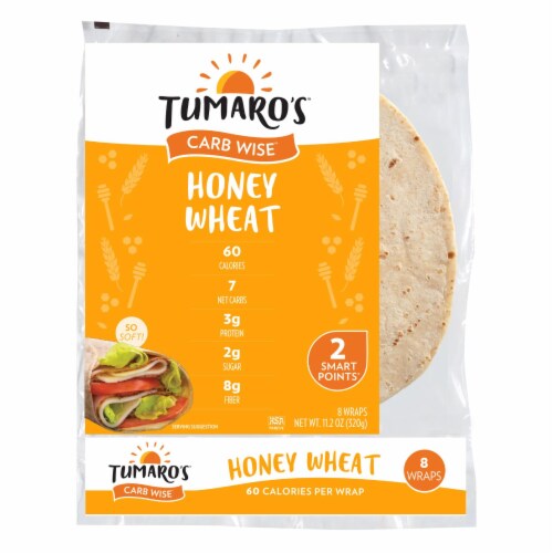 Tumaro'S 8-inch Honey Wheat Carb Wise Wraps - Case of 6 - 8 CT Perspective: front