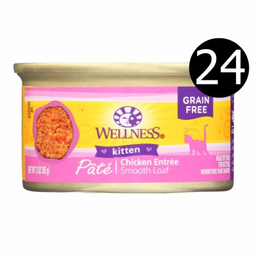 Wellness Pet Products Cat Food - Kitten Recipe - Case of 24 - 3 oz. Perspective: front