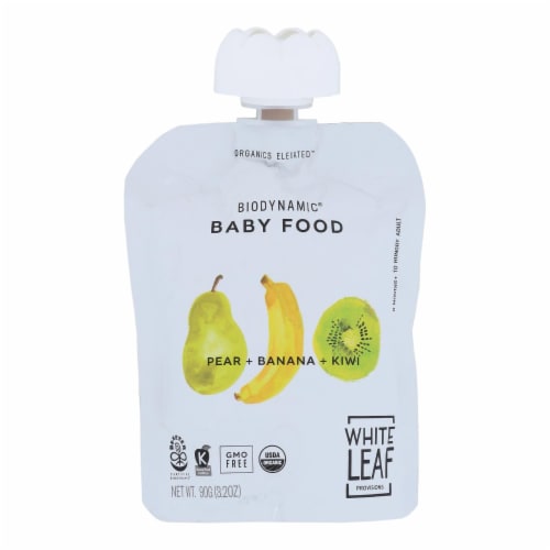 White Leaf Provisions - Baby Food Pear Ban Kiwi - Case of 6 - 3.2 oz. Perspective: front