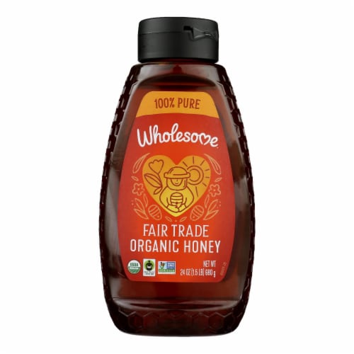 Wholesome! Organic Honey - Case of 6 - 24 oz. Perspective: front