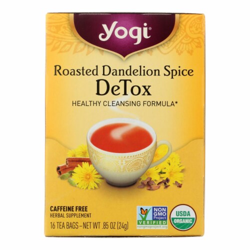 Yogi Tea - Organic - Roasted Dandelion Spice DeTox - 16 Tea Bags - 1 Case Perspective: front