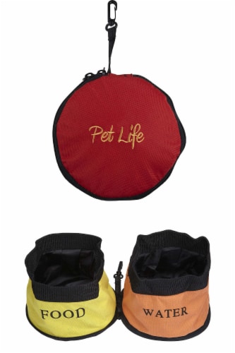 Double Food and Water Travel Pet Bowl Perspective: front