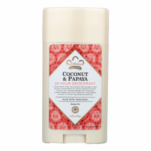 Nubian Heritage Deodorant - All Natural - 24 Hour - Coconut and Papaya - with Vanilla Oil Perspective: front