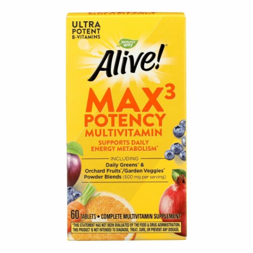Nature's Way - Alive! Max3 Daily Multi-Vitamin - Max Potency - 60 Tablets Perspective: front