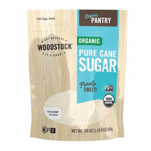 Woodstock Organic Pure Cane Sugar - Case of 12 - 24 oz. Perspective: front