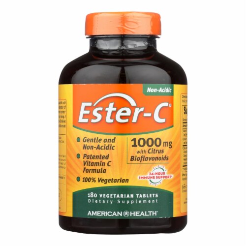 American Health - Ester-C with Citrus Bioflavonoids - 1000 mg - 180 Vegetarian Tablets Perspective: front