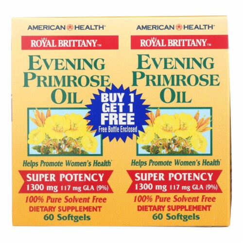 American Health - Evening Primrose Oil - 1300 mg - 60+60 Softgels Perspective: front