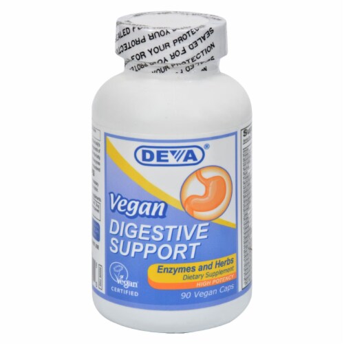 Deva Vegan Digestive Support - 90 Vegan Capsules Perspective: front