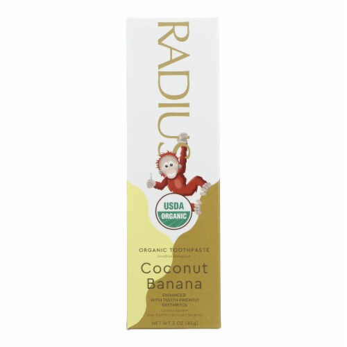 Radius Coconut Banana With Organic Chamomile Flower & Coconut Oil Toothpaste Perspective: front