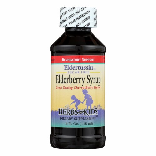 Herbs for Kids Eldertussin Elderberry Syrup - 4 oz. Perspective: front