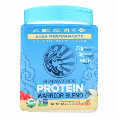 Sunwarrior Warrior Vanilla Blend Pea, Hemp Seed & Goji Berry Blended Protein Perspective: front