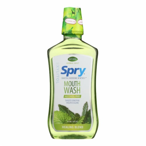 Spry Mouth Wash - Herbal Mint - Af - 16 fl oz Perspective: front