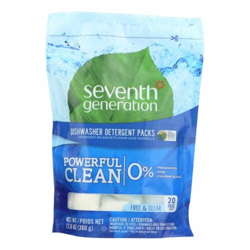 Seventh Generation Automatic Dishwasher Detergent Packs - Free and Clear - 20 ct - Case of 12 Perspective: front