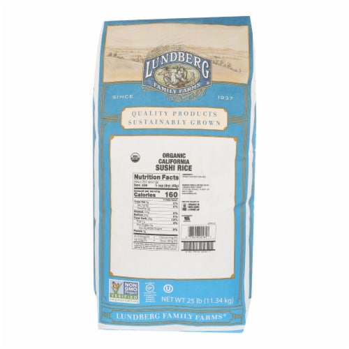 Lundberg Family Farms Organic Sushi Short Grain White Rice - Single Bulk Item - 25LB Perspective: front