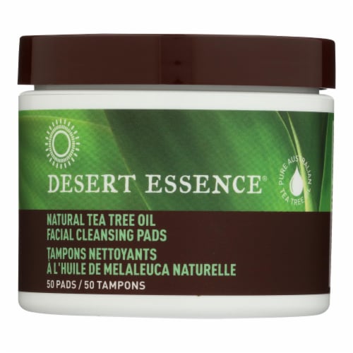 Desert Essence - Natural Tea Tree Oil Facial Cleansing Pads - Original - 50 Pads Perspective: front