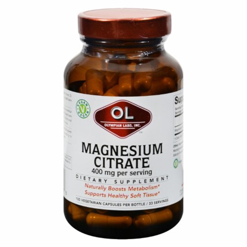 Olympian Labs Magnesium Citrate - 400 mg - 100 Capsules Perspective: front
