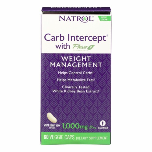 Natrol White Kidney Bean Carb Intercept - 60 Capsules Perspective: front
