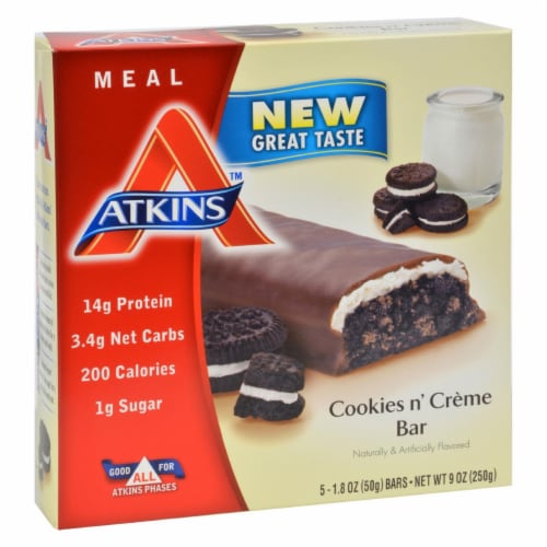 Atkins Advantage Bar Cookies n Creme - 5 Bars Perspective: front