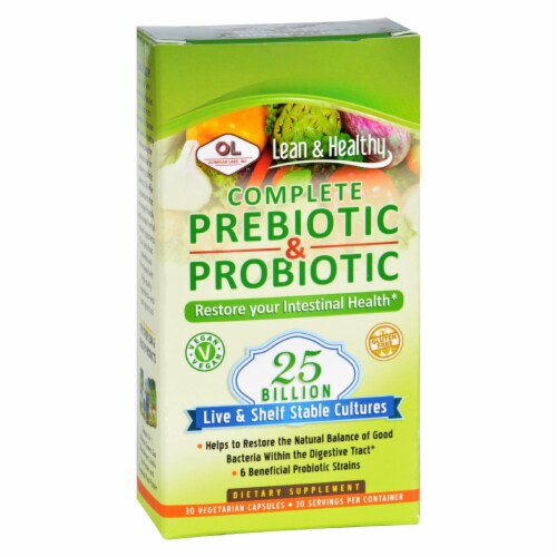Olympian Labs Prebiotic and Probiotic - Complete - 30 Vegetarian Capsules Perspective: front