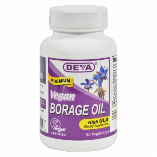 Deva Vegan Vitamins - Borage Oil - 500 mg - 90 Vegan Capsules Perspective: front