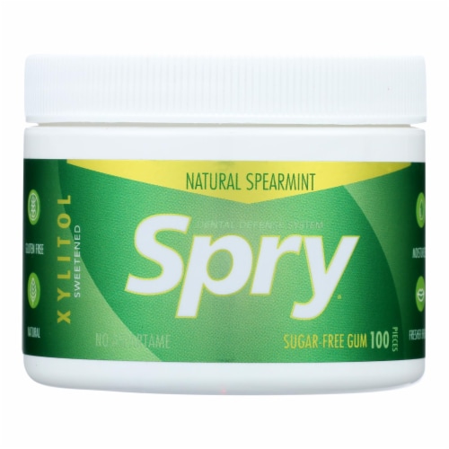Spry Chewing Gum - Xylitol - Spearmint - 100 count - 1 each Perspective: front