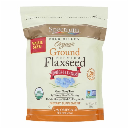 Spectrum Essentials Flaxseed - Organic - Ground - Premium - 24 oz. Perspective: front