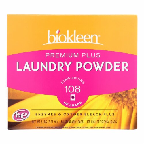 Biokleen Laundry Powder Premium Plus Stain Lifting Enzyme Formula - 5 lbs Perspective: front