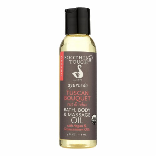 Soothing Touch Bath Body and Massage Oil - Ayurveda - Tuscan Bouqet - Rest and Relax - 4 oz. Perspective: front