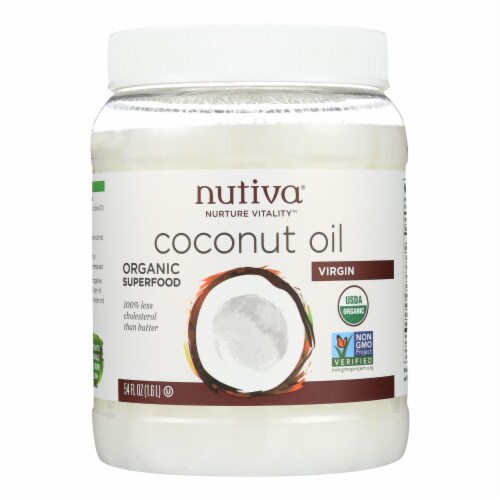 Nutiva Virgin Coconut Oil Organic - 54 fl oz. Perspective: front