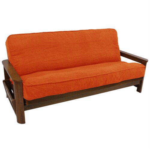 Solid Microsuede Double Corded 8 to 9-inch Full Futon Cover - Tangerine Dream Perspective: front
