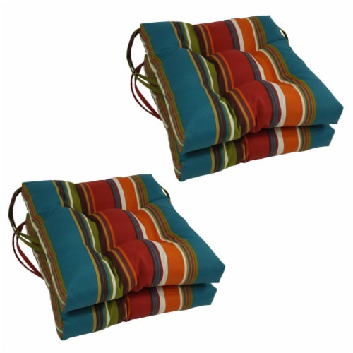 16 inch Outdoor Spun Polyseter Square Tufted Chair Cushions Set of 4 Westport Teal 1 Fred Meyer