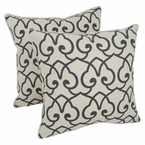 Blazing Needles 18-inch Corded Throw Pillows with Inserts (Set of 2) -  Black/White Lattice, 1 - Kroger